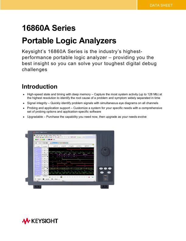 16860A Series Portable Logic Analyzers PDF Asset Page Keysight